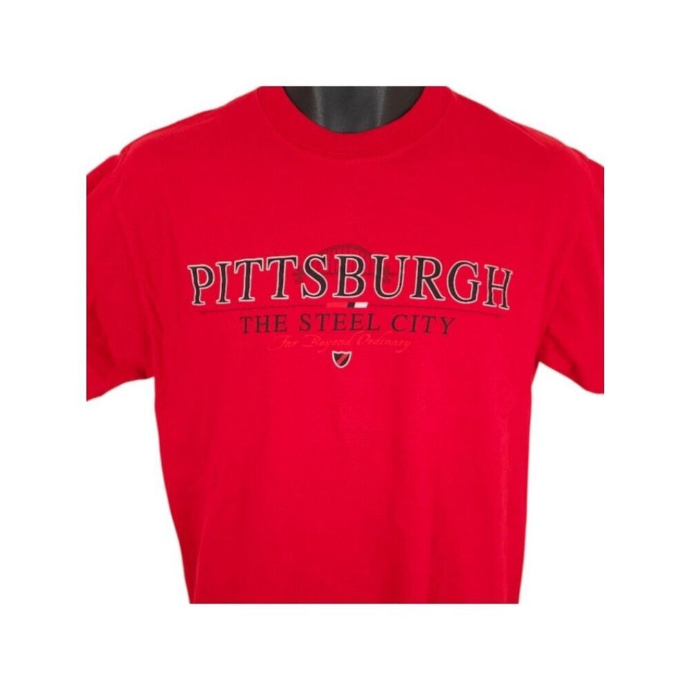 Vintage Pittsburgh T Shirt Mens Size Medium Red 90s Y2K The Steel City